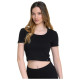 Target Γυναικεία κοντομάνικη μπλούζα Cotton Rib 2x1 Crop Top